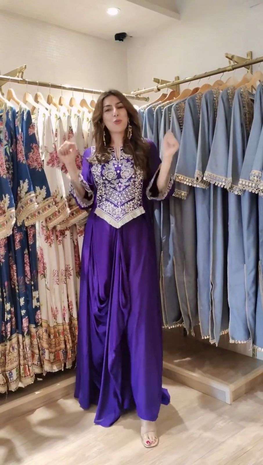 BE 441 Crepe Silk Designer Party Wear Indo Western Style Dress