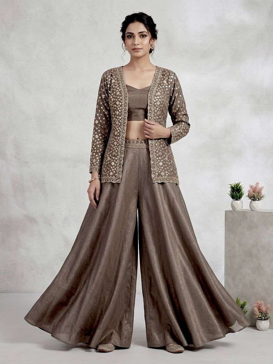 LG 2112 Chinnon Beautiful Designer Look Party Wear Ladies Indo Western Style Dress