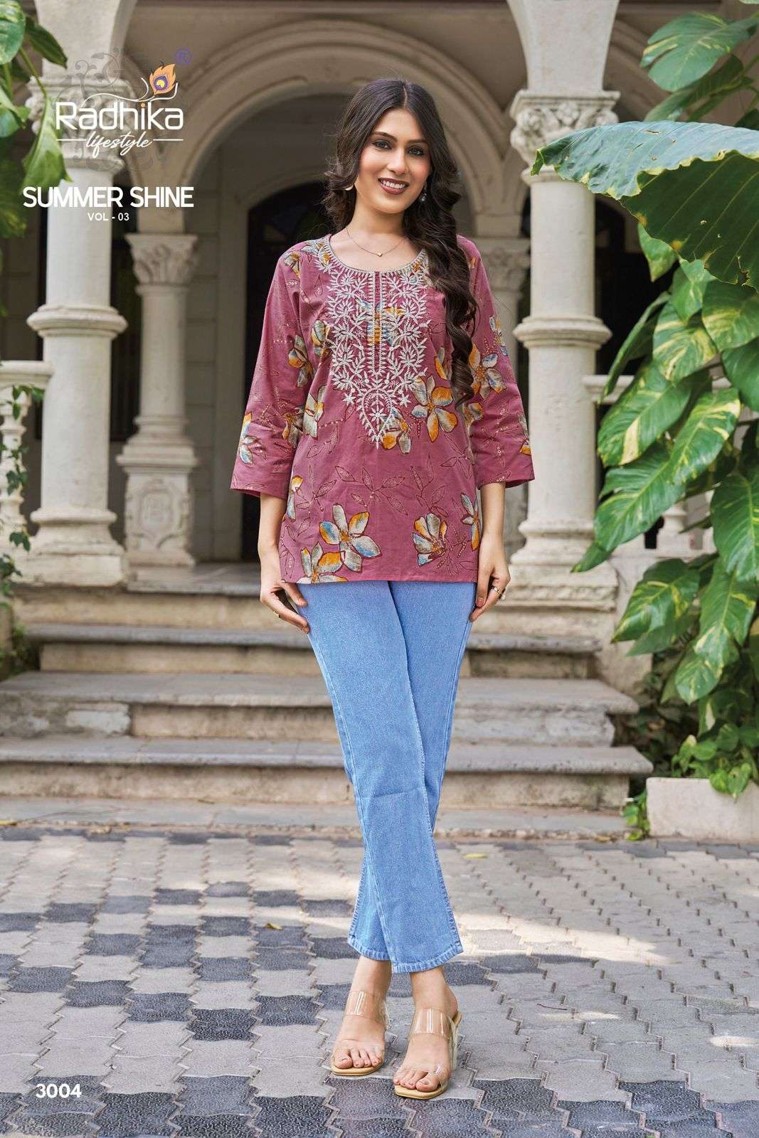 Radhika Lifestyle Summer Shine Vol 3 Cotton Fancy Lucknowi Works Ladies Western Wear Top